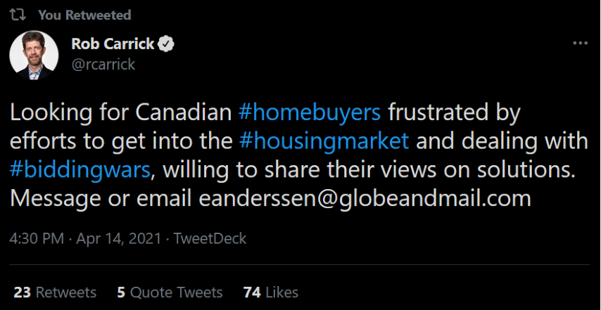 Do you have ideas and housing market solutions in mind? If so, submit them to eanderssen@globeandmail.com and rcarrick@globeandmail.com at the Globe & Mail and let them know.